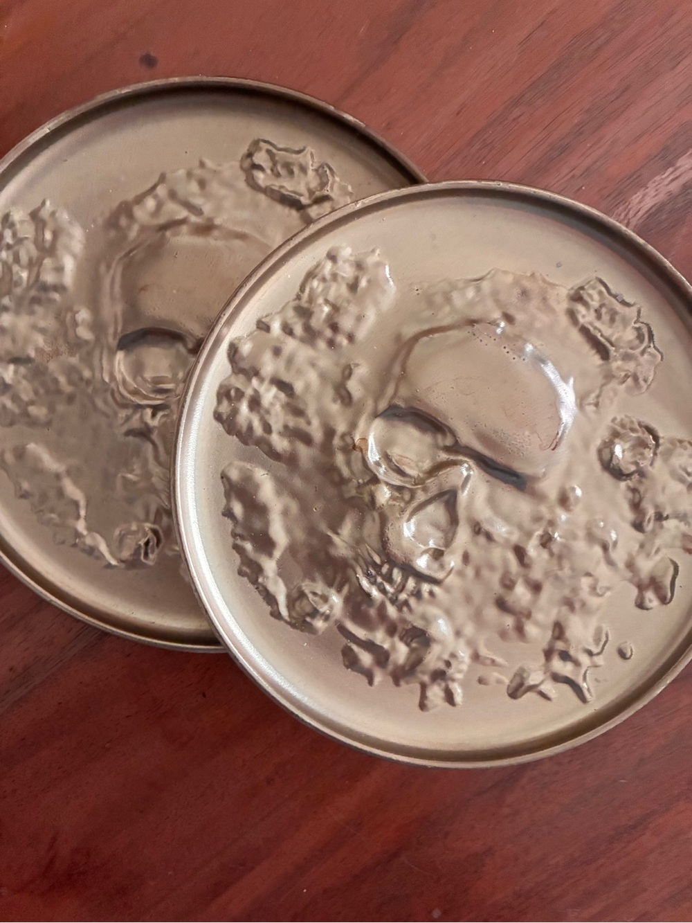 RARE Set of 2 skill metal small plates/ coasters / decor💀